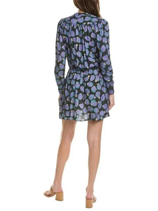 Zadig & Voltaire Reveal Roses Mini Dress Drop Waist V neck Lavender Floral wrap - Picture 4 of 10